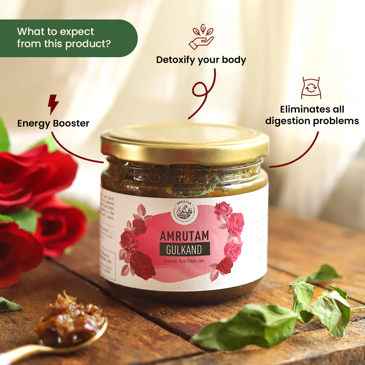 Amrutam Gulkand | Ayurvedic Rose Petals Jam - Image 3