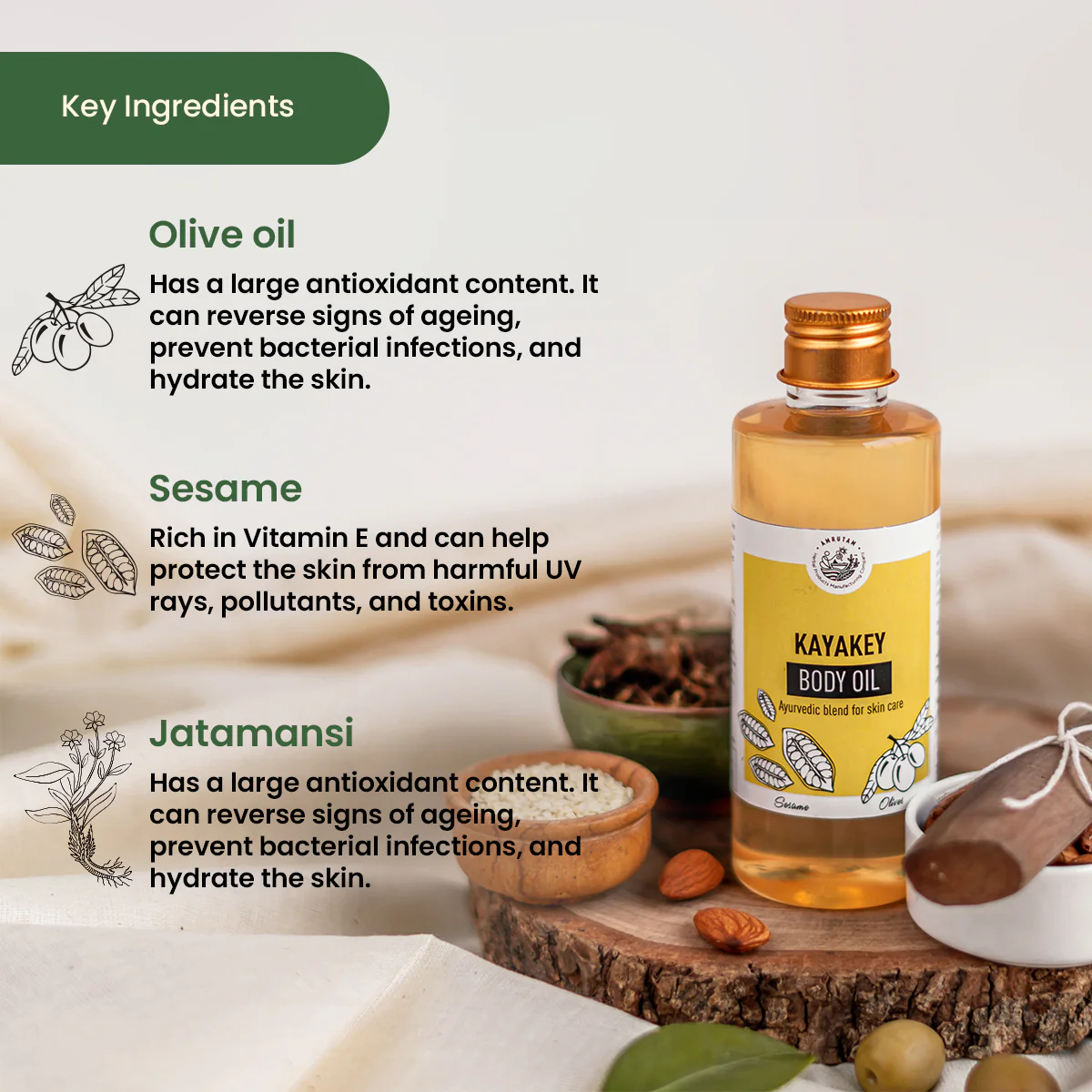 Amrutam Kayakey Body Oil | Ayurvedic Blend For Body Massage - Image 3