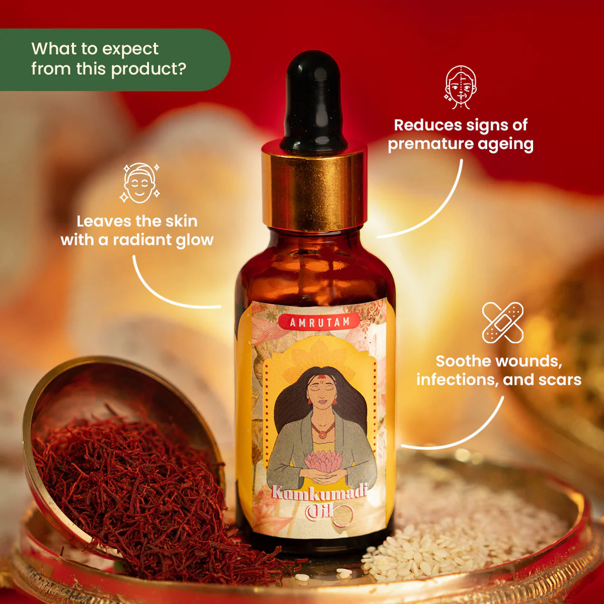 Amrutam Kumkumadi Oil | Ayurvedic Recipe for Skin Radiance - Image 5