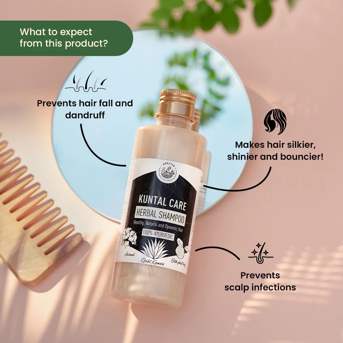 Amrutam Kuntal Care Herbal Shampoo | Healthy, Natural and Dynamic Hair - Image 2