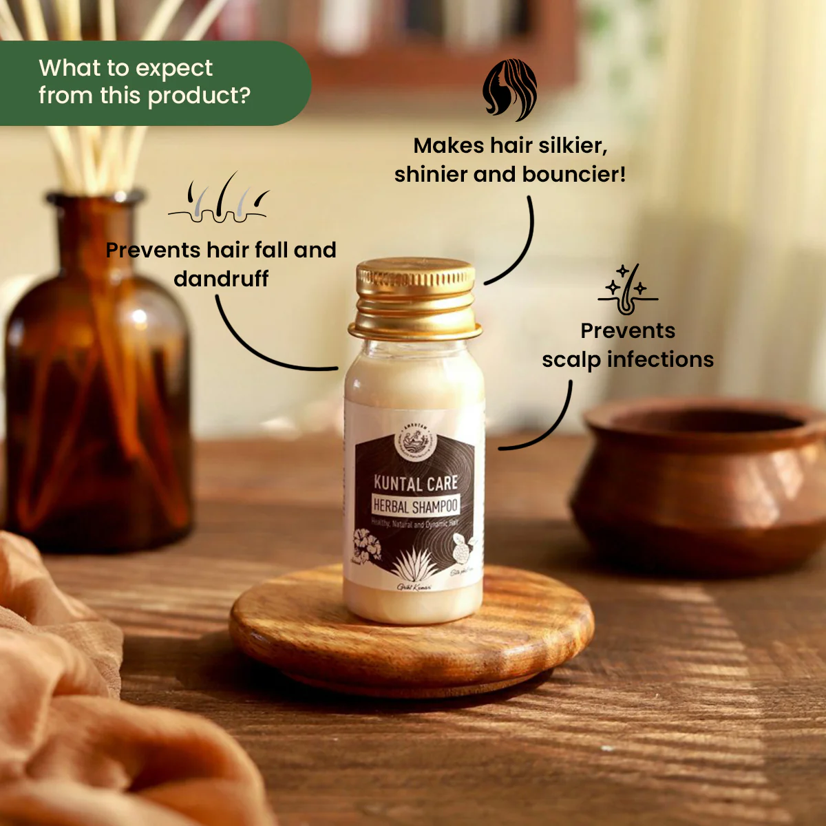 Amrutam Kuntal Care Herbal Shampoo | Healthy, Natural and Dynamic Hair | Travel Pack - Image 2