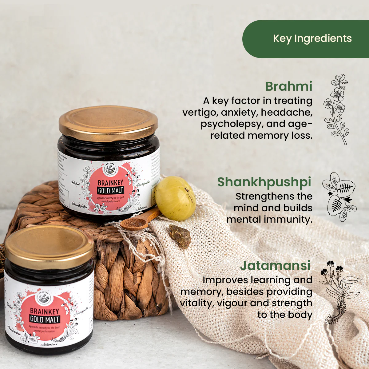 Amrutam Brainkey Gold Malt | A Natural Formula for your Mental Immunity - Image 3