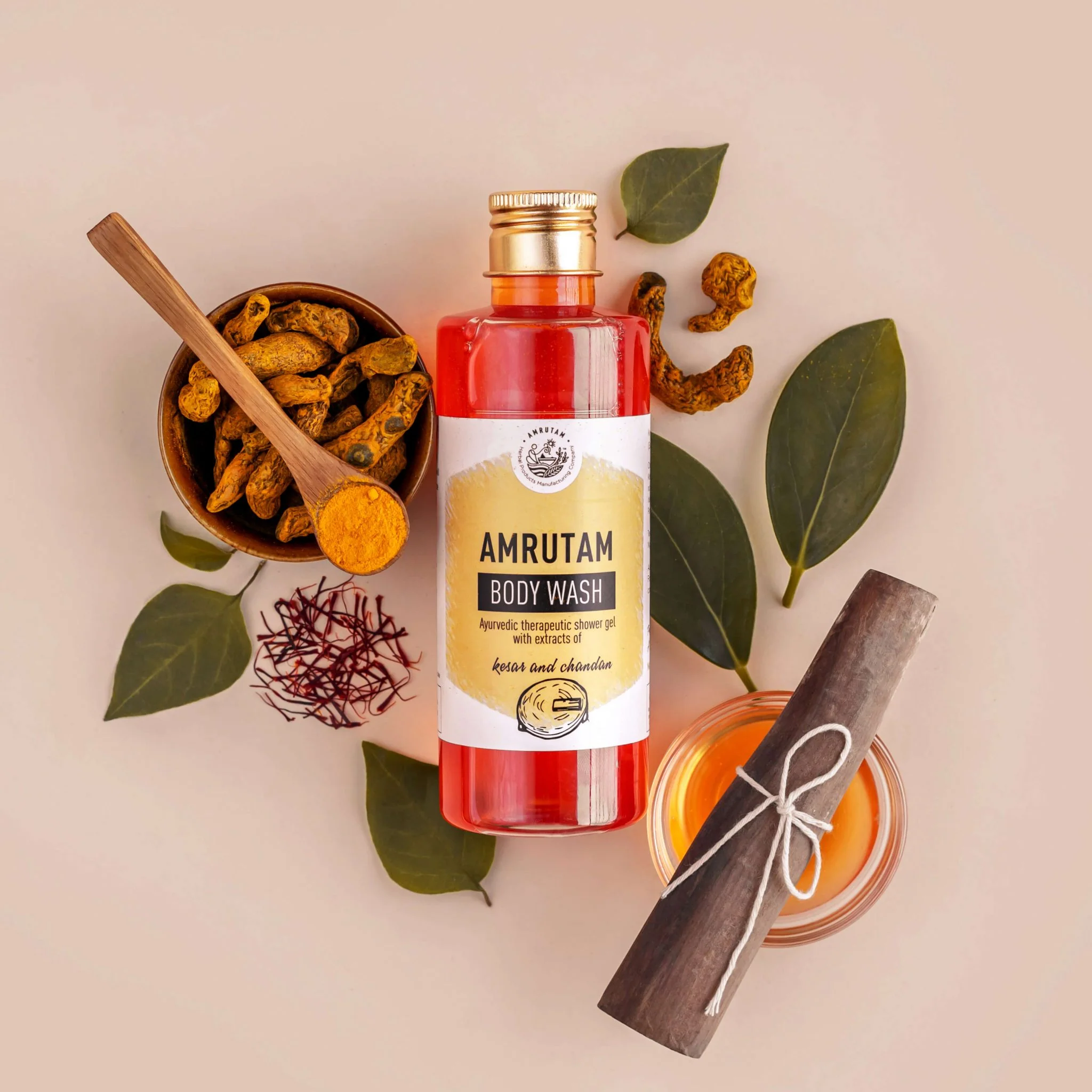 Amrutam Body Wash with Kesar and Chandan | Ayurvedic Therapeutic Shower Gel