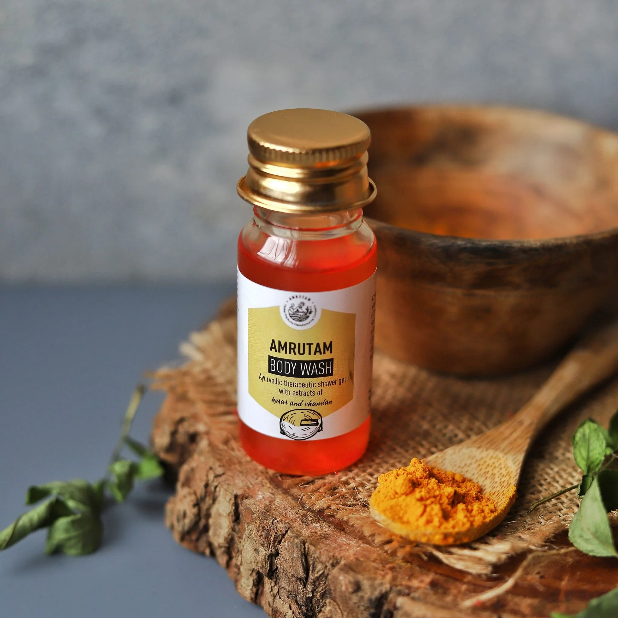 Amrutam Body Wash With Kesar and Chandan | Ayurvedic Therapeutic Shower Gel | Travel Pack