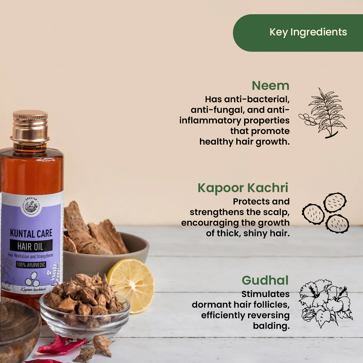 Amrutam Kuntal Care Hair Oil | For Hair Revitalizing and Strengthening - Image 3