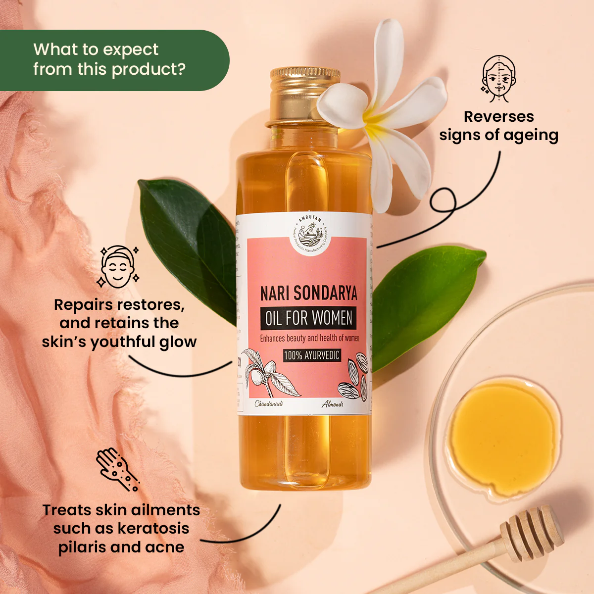 Amrutam Nari Sondarya Oil | Enhances Beauty and Health of Women - Image 3