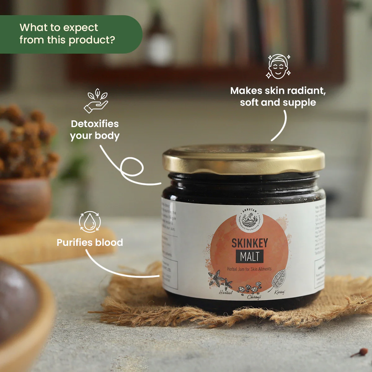 Amrutam Skinkey Malt | Herbal Jam for Skin Ailments - Image 2