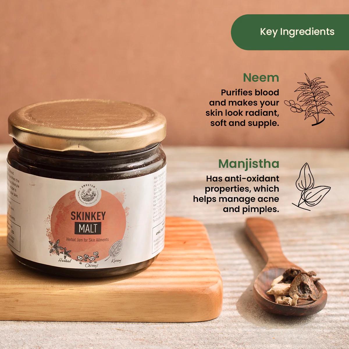 Amrutam Skinkey Malt | Herbal Jam for Skin Ailments - Image 3