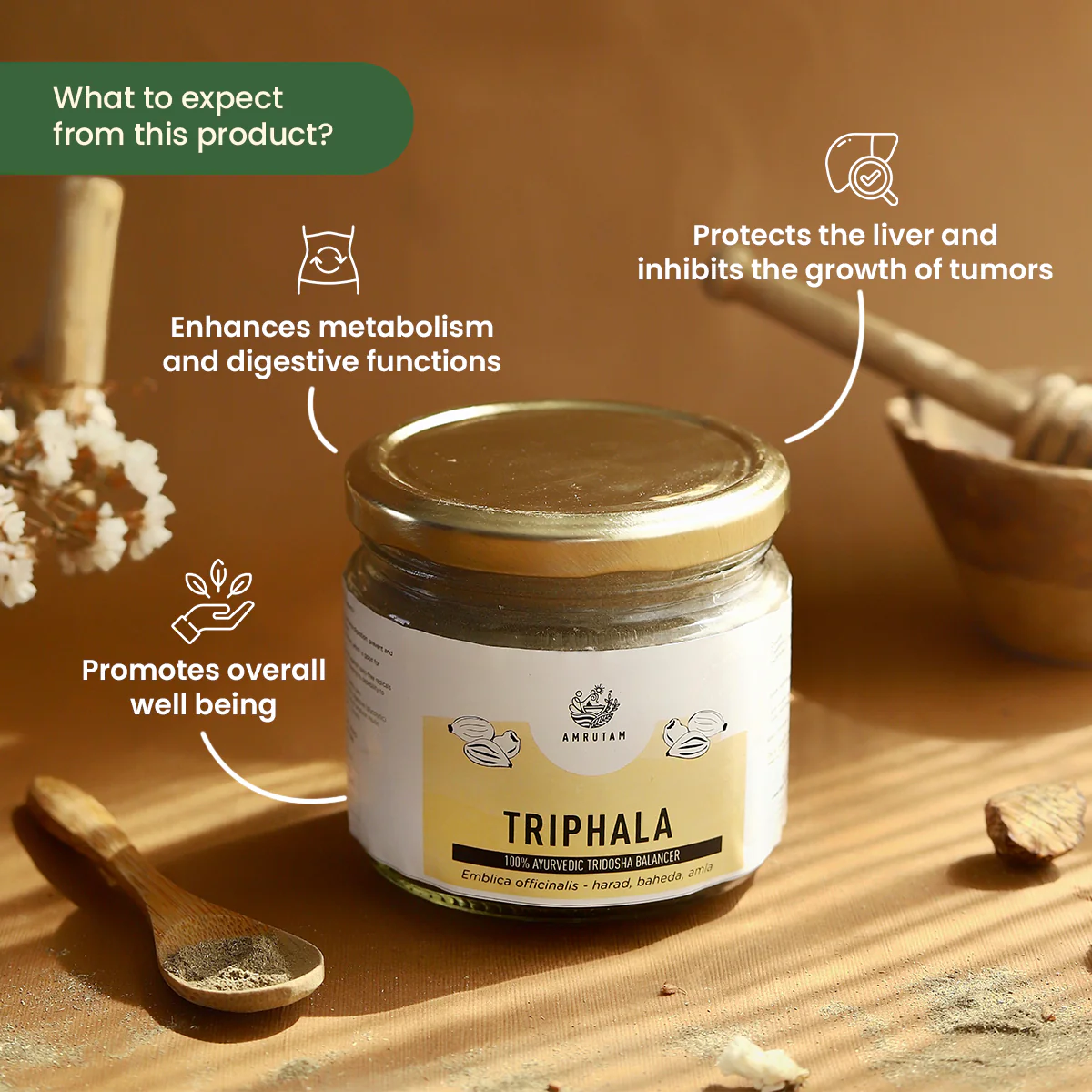 Amrutam Triphala Churna | Ayurvedic Tridosha Balancer - Image 2